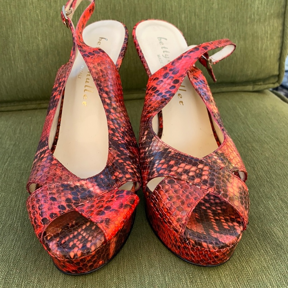 Bettye Muller Snakeskin Red Heels